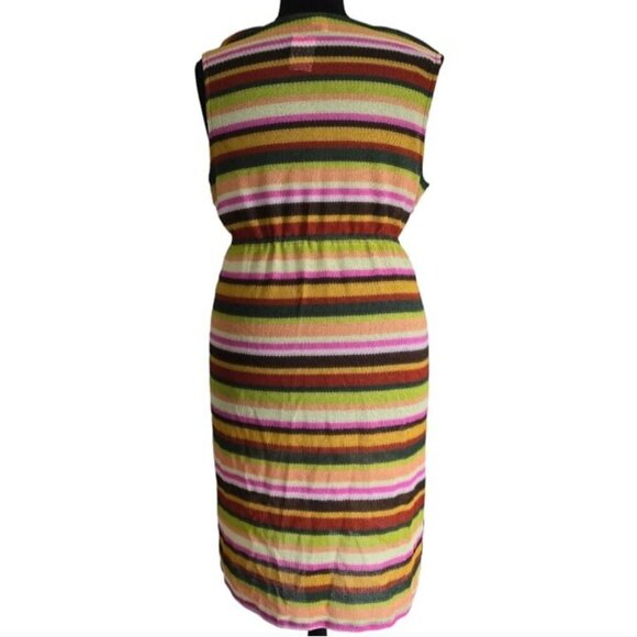 Cato Plus Striped Multicolor Duster Cardigan Vest Jacket Cover Up Swim Long 26W - Picture 5 of 7